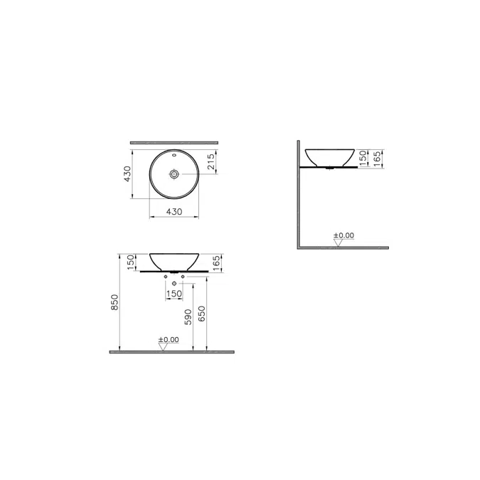 Wash Basin - Countertop - Bowl - 43cm - Options Series - VitrA