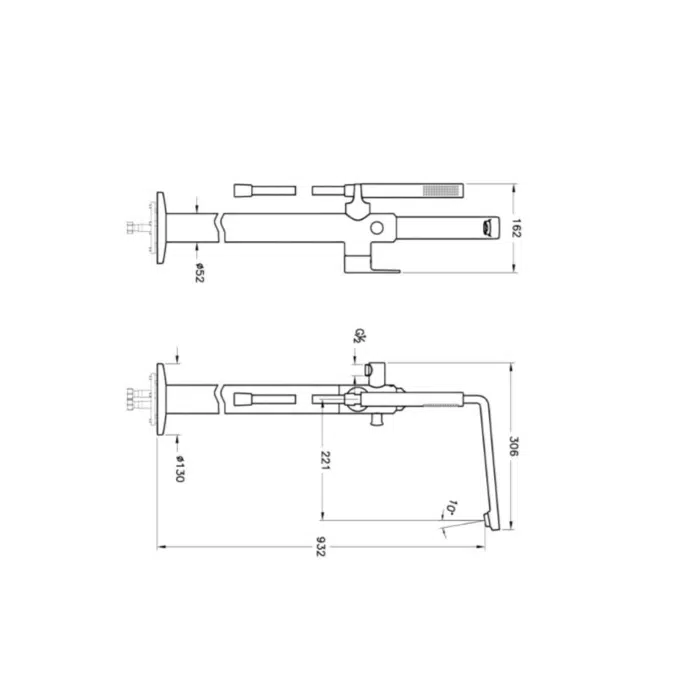 Bath Mixer - Bathtub Faucet - From Floor - With Hand Shower - Suit L Series - VitrA