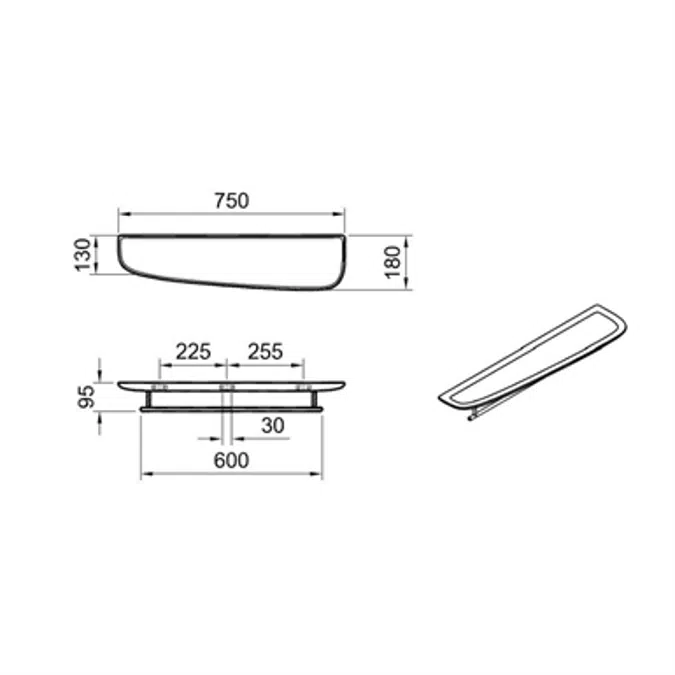 Shelf - With Metal Towel Holder - Long - 75cm - Left - Plural Series - VitrA