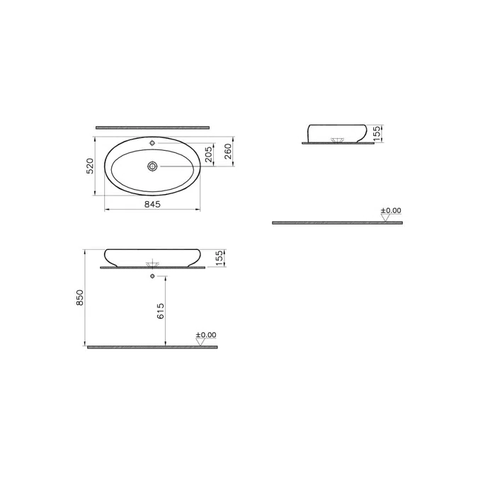 Wash Basin - Countertop - 85cm - Oval Bowl - İstanbul Series - VitrA