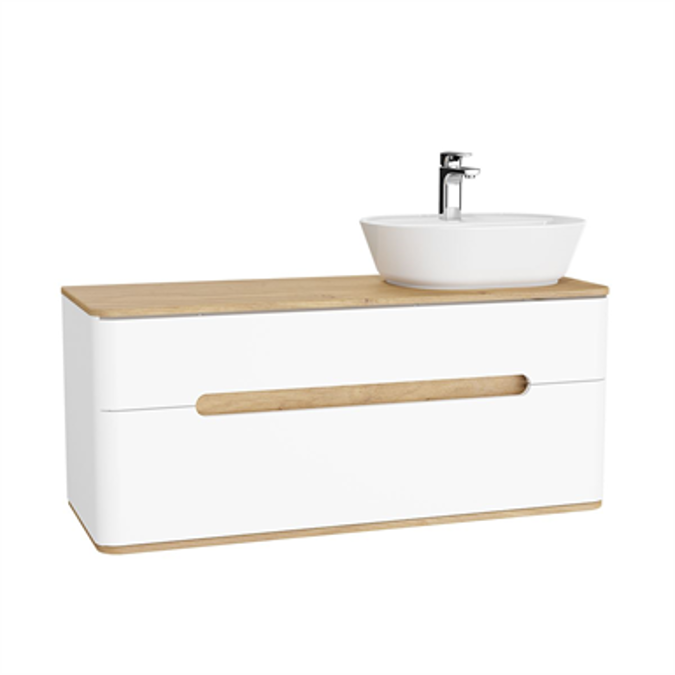 Washbasin Unit - 130cm - With 2 Drawer - With Vanity - With Double Washbasin - Without Legs - Sento Series - VitrA