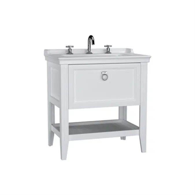 BIM objects - Free download! Washbasin Unit - 80cm - With Drawer - With ...