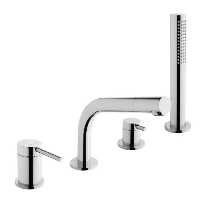 Bathtub Mixer - Floor Bathtub Faucet- - With Hand Shower - Origin Series -  VitrA