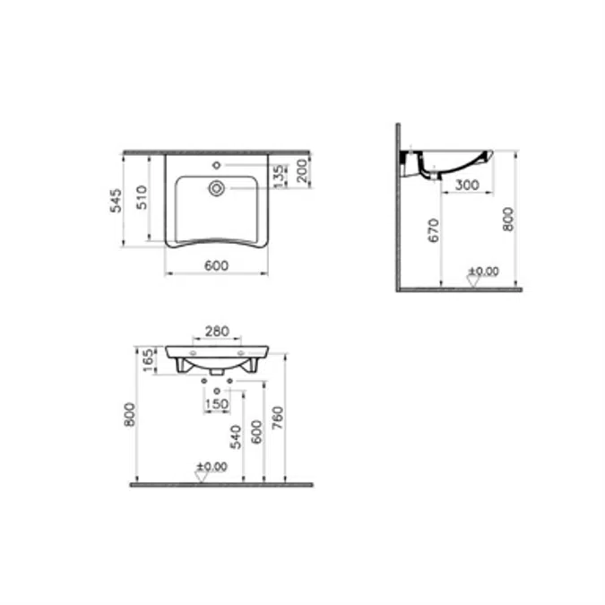 Wash Basin - Special Needs Basin - 60cm - S20 Series - VitrA