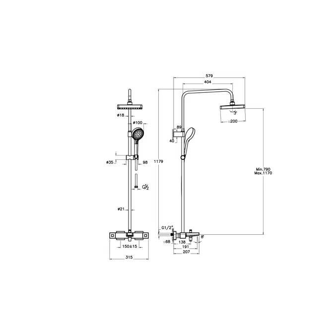 Base Square Shower System