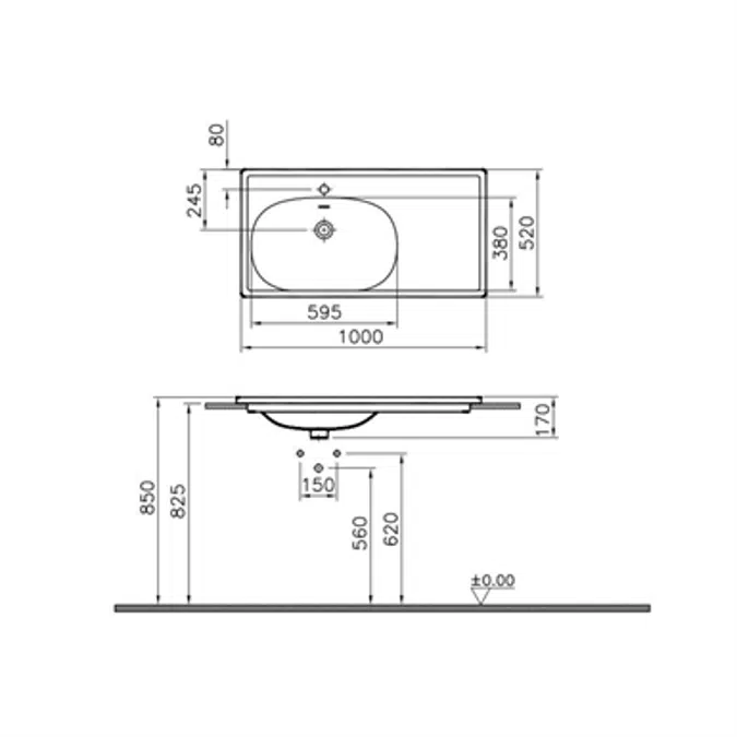 Wash Basin - Counter Top - 100cm - Equal Series - VitrA