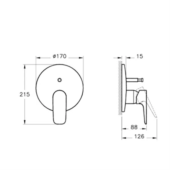 Bath & Shower Mixer - (Built-in Exposed part) - X-Line Series - VitrA