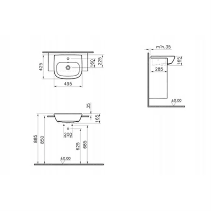 Basin - Semi-Recessed Basin - Zentrum Series - VitrA