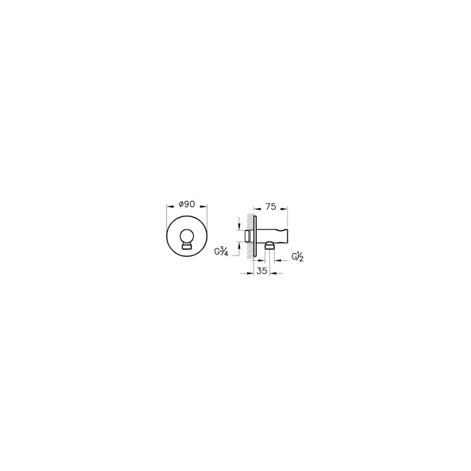 Hand shower Outlet - (Built-in) - 90 Degrees - Origin Series - VitrA