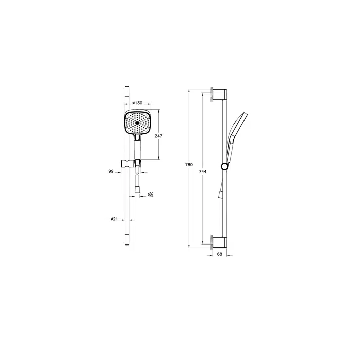 Prime Square Handshower Set