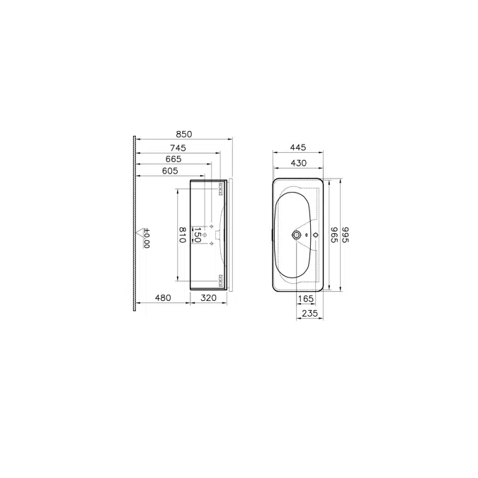 Washbasin Unit - 100cm - With One Drawer - Nest Trendy Series - VitrA