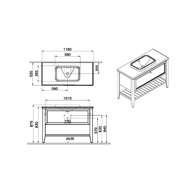 BIM objects Free download! Washbasin Unit 120cm With Drawer