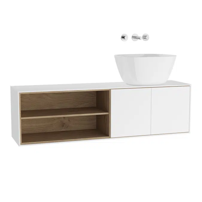 Washbasin Unit - 130cm - Semi Open - Right - For Bowls - Voyage Series - VitrA