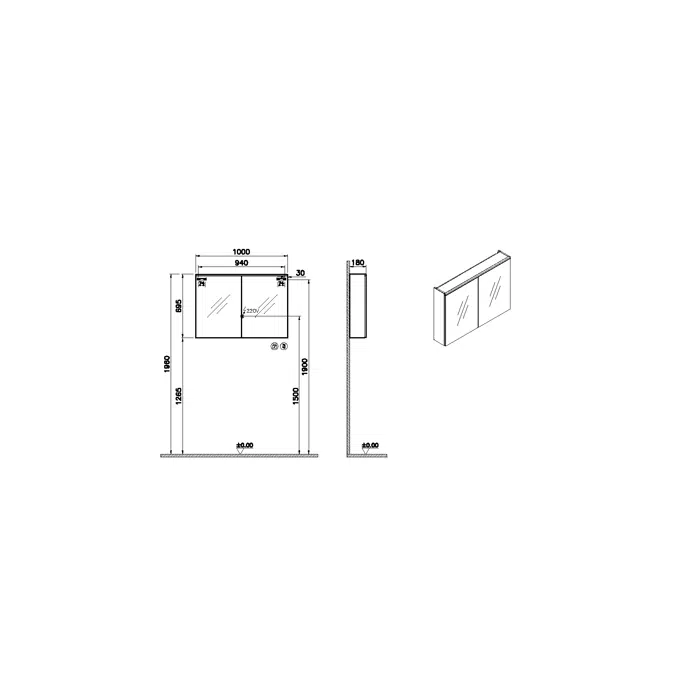MirrorCabinet-100cm-VitrA-CoreSeries-80515