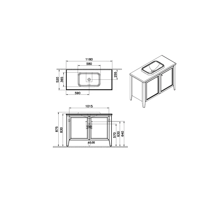 Washbasin Unit - 120cm - With Door - Valarte Neo Series - VitrA