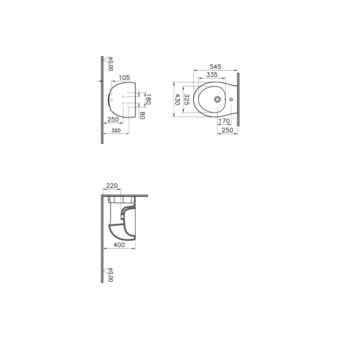 Bidet - Wall Hung - 54cm - Memoria Series - VitrA
