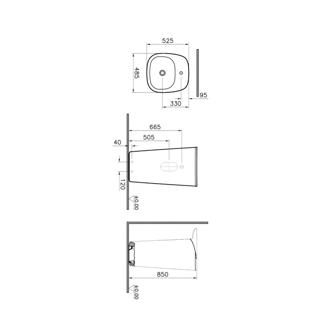 Wash Basin - Monoblock, 50cm - Plural Series - VitrA