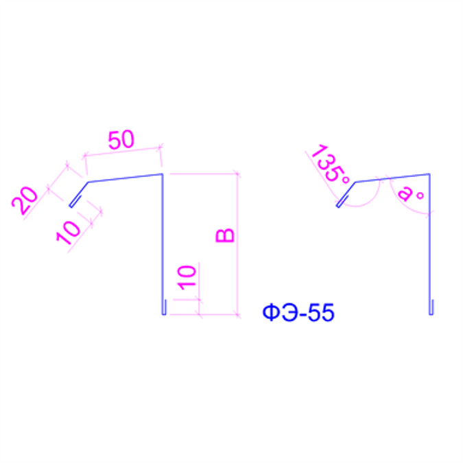 Shaped profile for sandwich panels SP-55