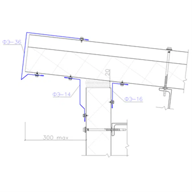 Shaped profile for sandwich panels SP-14