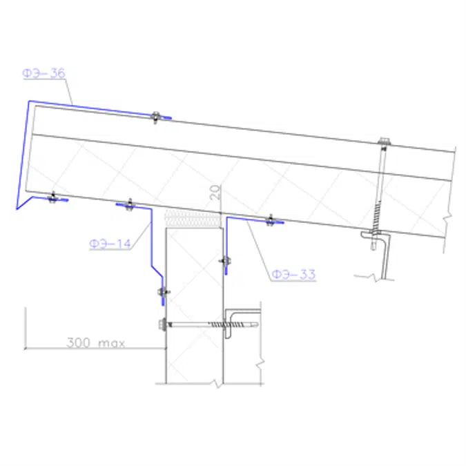 Shaped profile for sandwich panels SP-14