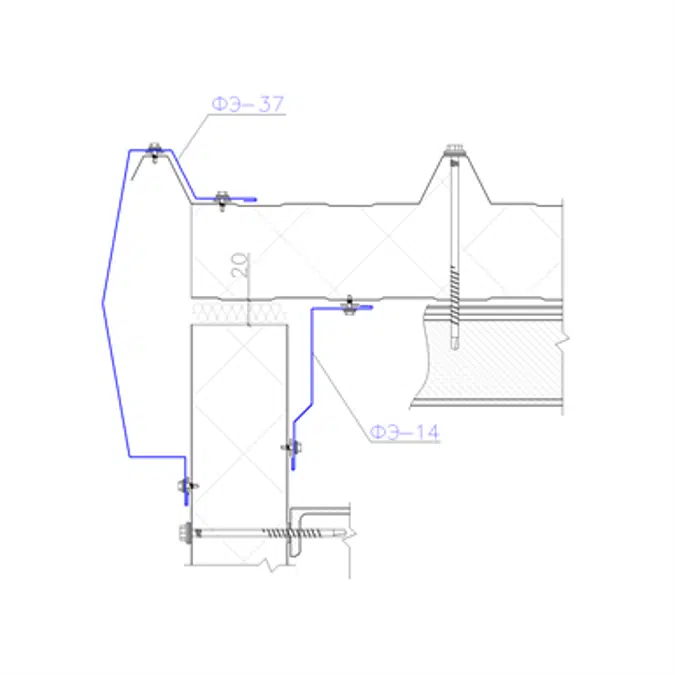 Shaped profile for sandwich panels SP-14