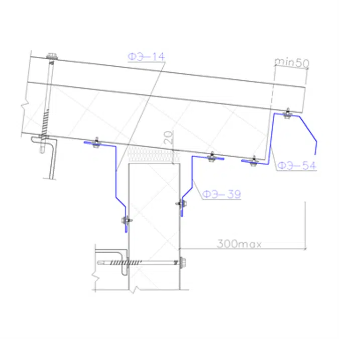 Shaped profile for sandwich panels SP-14