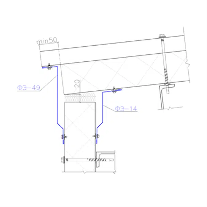 Shaped profile for sandwich panels SP-14