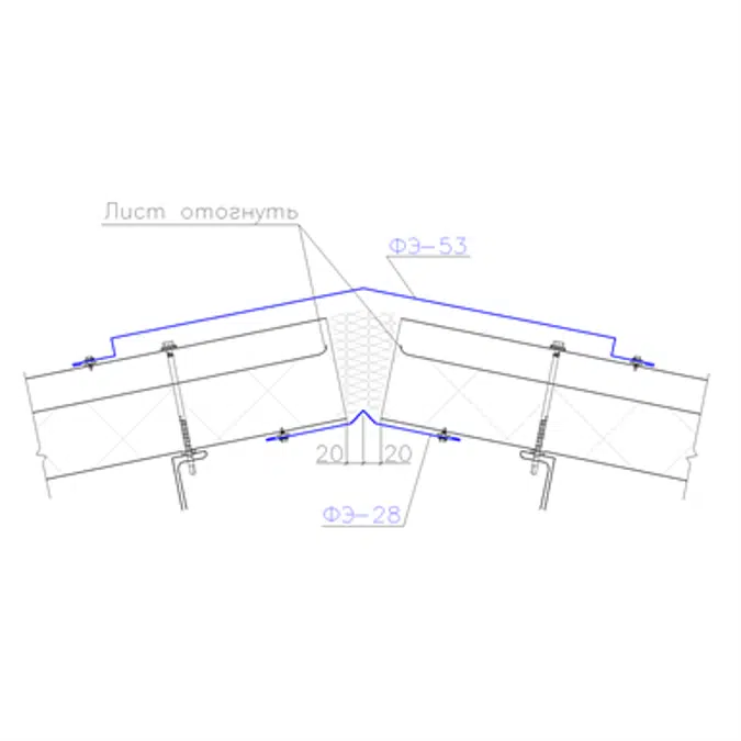 Shaped profile for sandwich panels SP-53