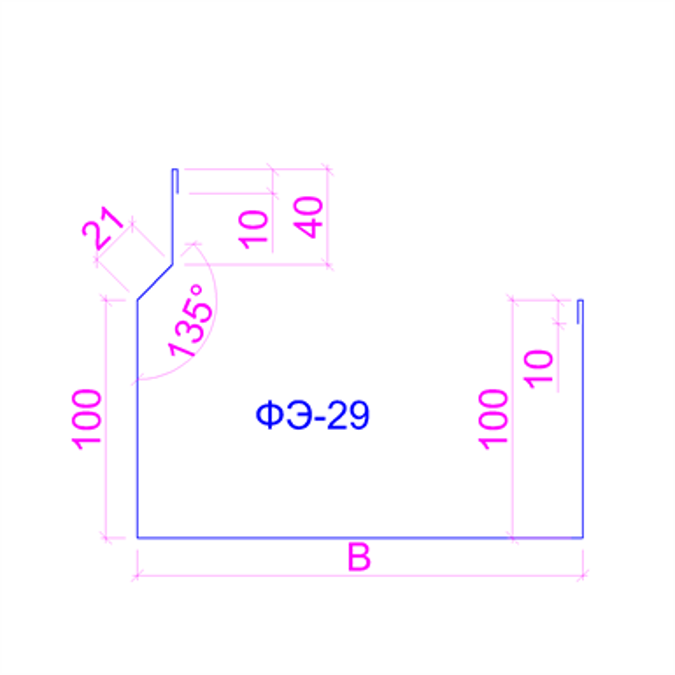 Shaped profile for sandwich panels SP-29