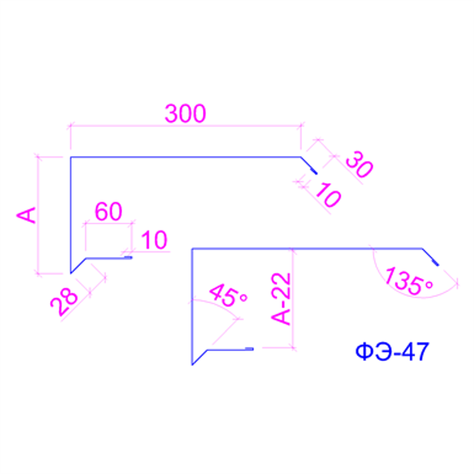 Shaped profile for sandwich panels SP-47