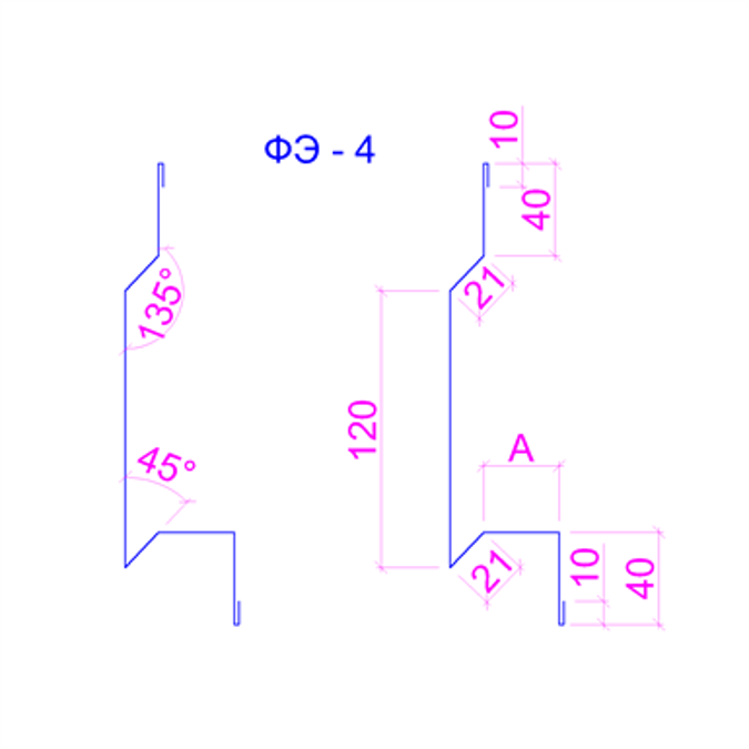 Shaped profile for sandwich panels SP-4