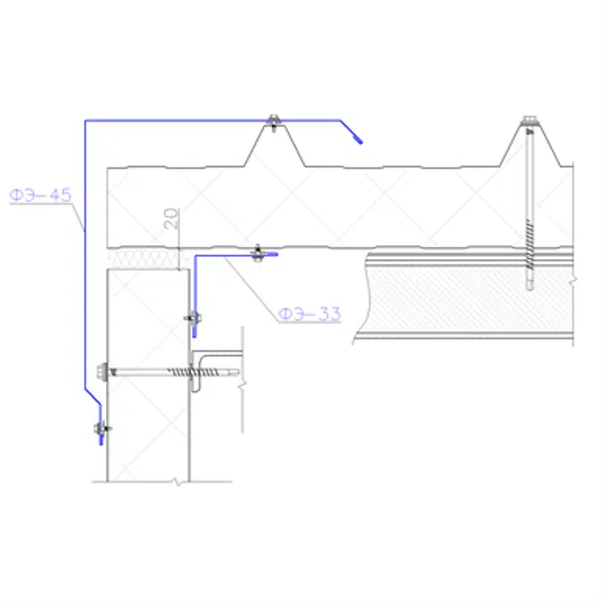 Shaped profile for sandwich panels SP-33