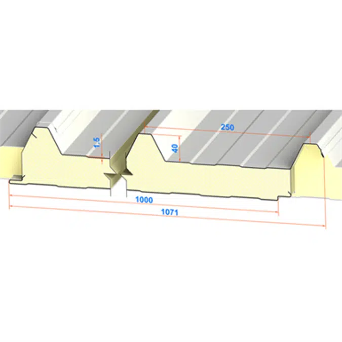 Roof sandwich panels with 40mm PIR/PUR core