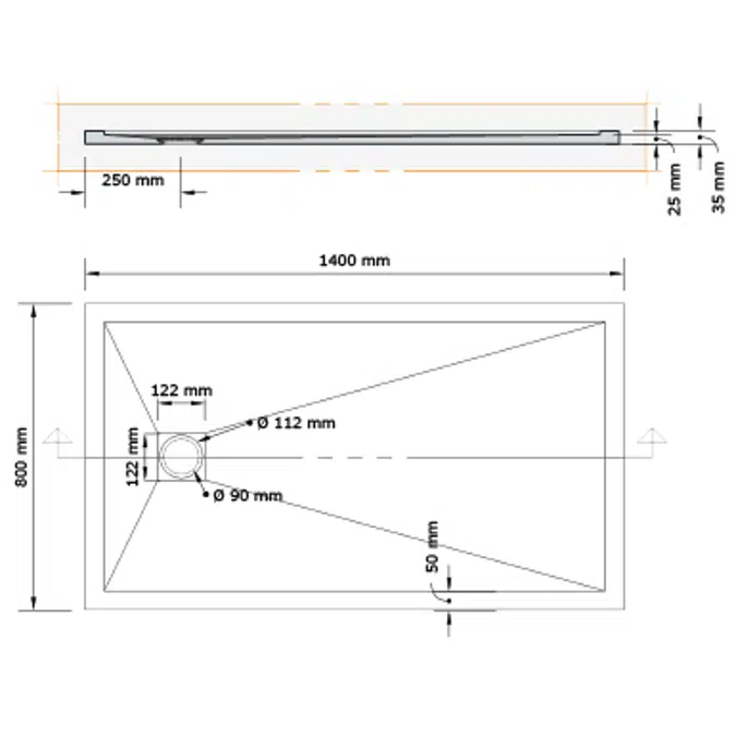 ARQ ZERO Shower Tray 1400x800mm