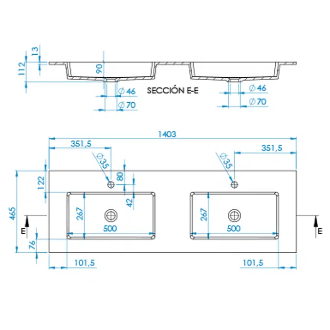 INTEGRA 2 SF Worktop 1403x465mm