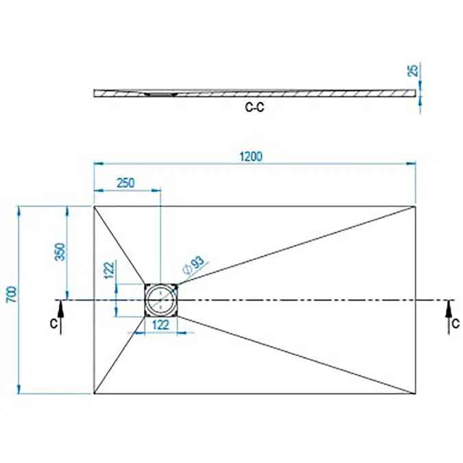 BASE SLATE Shower Tray 1200x700mm