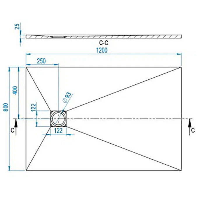 BASE SLATE Shower Tray 1200x800mm