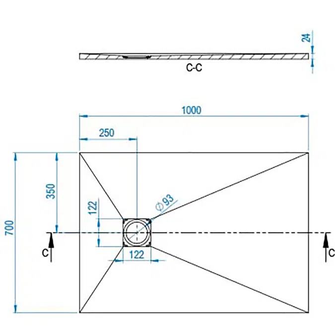 BASE SLATE Receveur de douche 1000x700mm