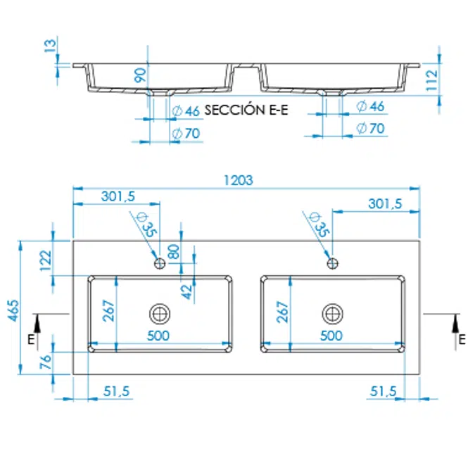 INTEGRA 2 SF Worktop 1203x465mm