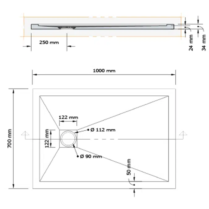 ARQ ZERO Duschwannen 1000x700mm