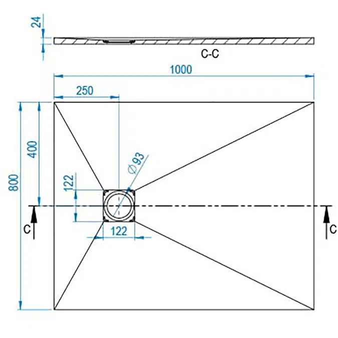 BASE SLATE Shower Tray 1000x800mm