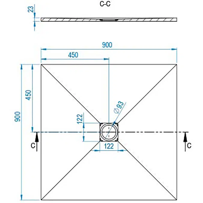 BASE SLATE Shower Tray 900x900mm