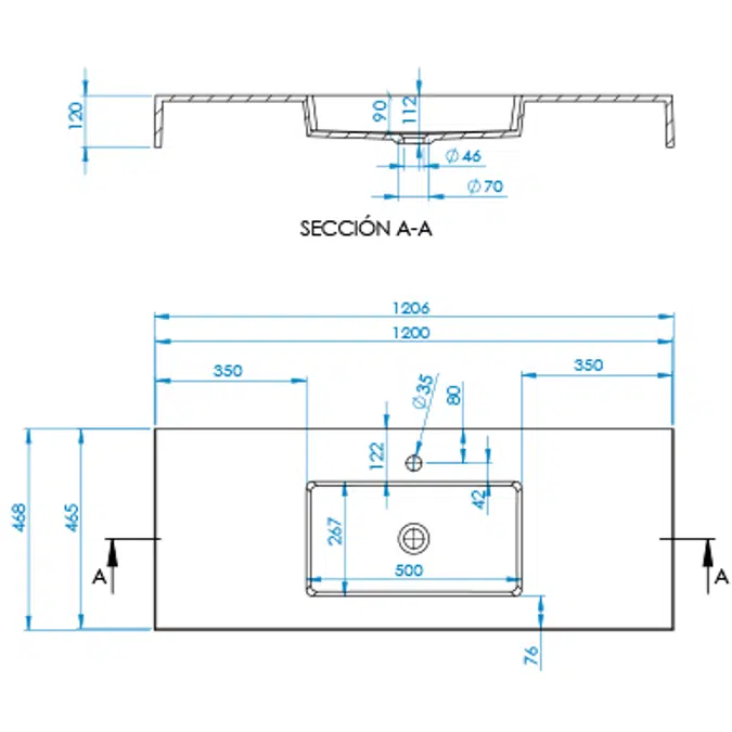 INTEGRA CF Worktop 1200x465mm