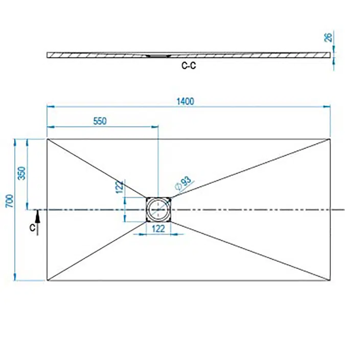 BASE SLATE Shower Tray 1400x700mm