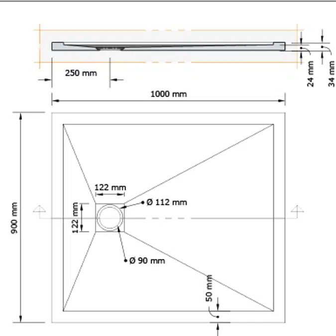 ARQ ZERO Receveur de douche 1000x900mm