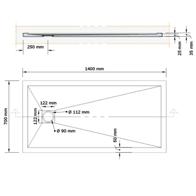 ARQ ZERO Receveur de douche 1400x700mm