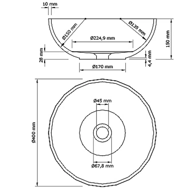 ON-TOP Circle XL Washbasin 400X400x110mm