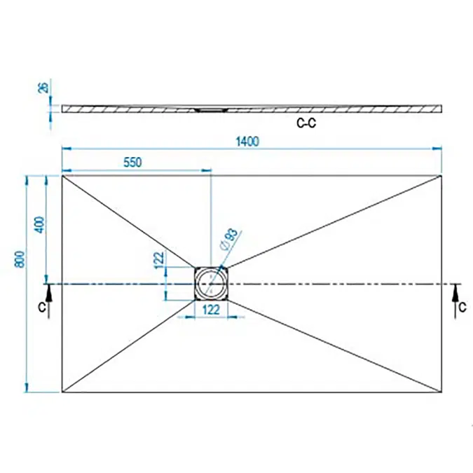 BASE SLATE Shower Tray 1400x800mm