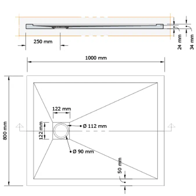 ARQ ZERO Duschwannen 1000x800mm