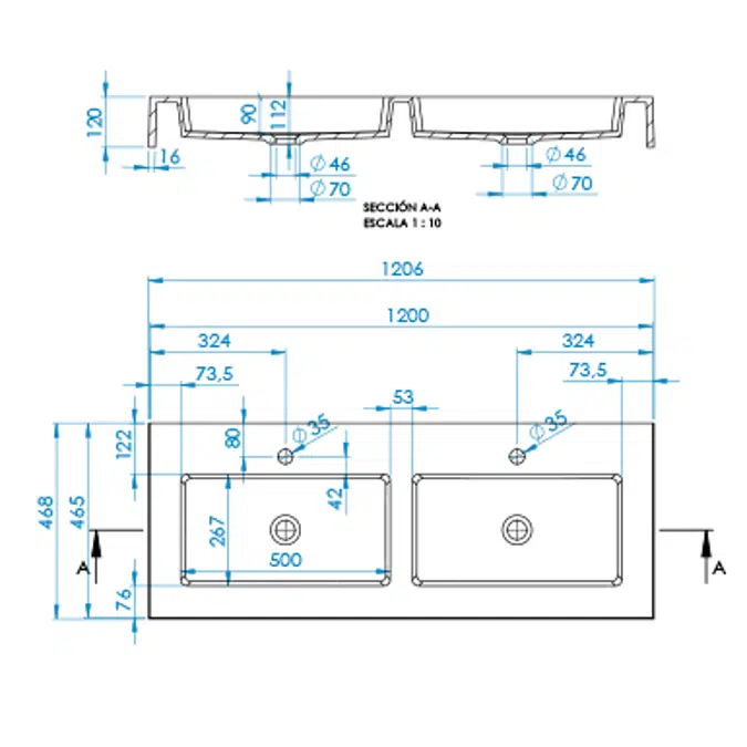 INTEGRA 2 CF Worktop 1200x465mm